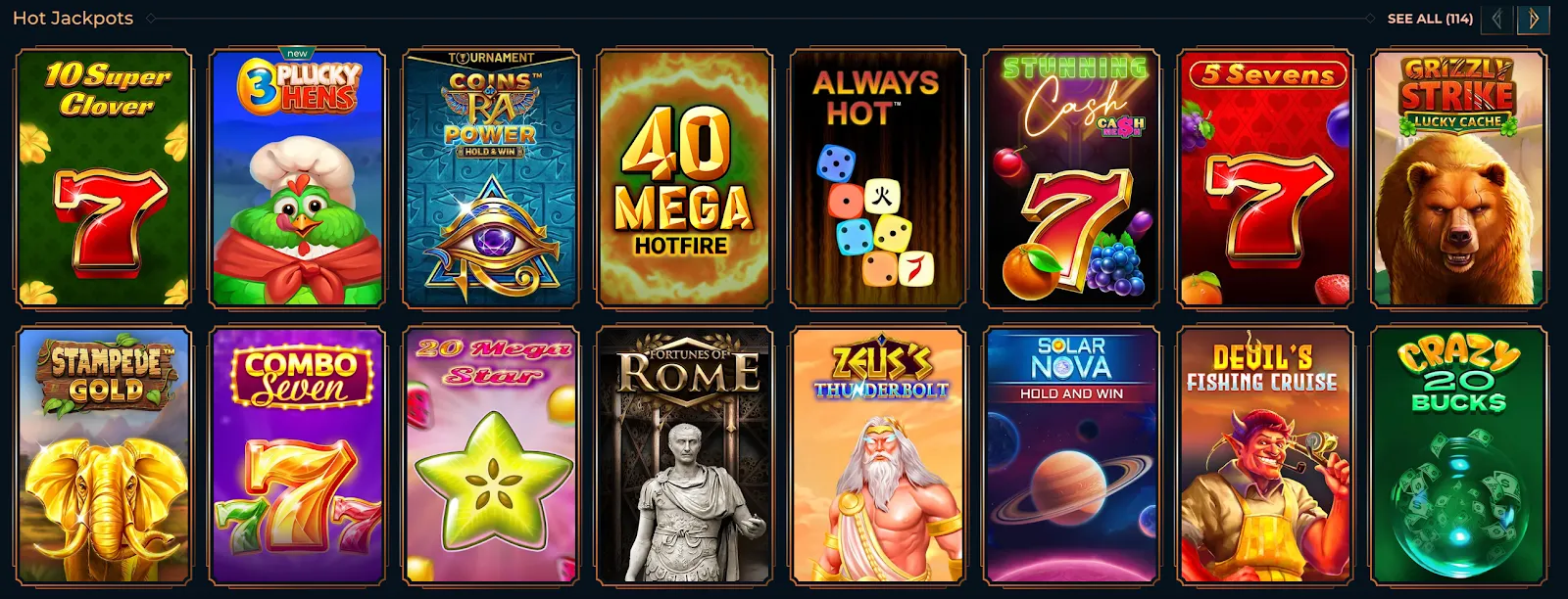 Some of the games available on Monsterwin Casino.