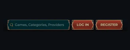 Search bar with login and register buttons.