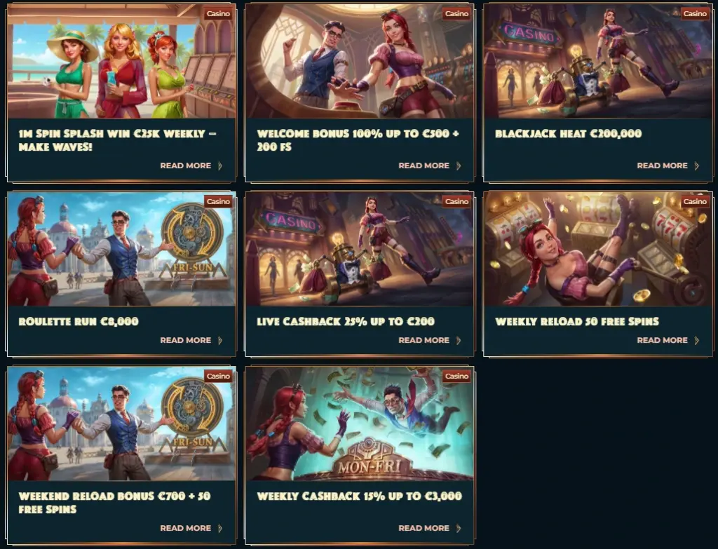 MonsterWin Casino promotions page showcasing available offers