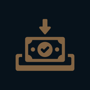 Image showing a cash deposit with a checkmark, symbolizing a successful transaction.