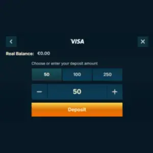 The deposit screen when using Visa